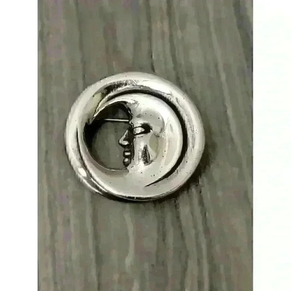 Kieselstein Cord Sterling Silver Moon Brooch Pin - Picture 2 of 4